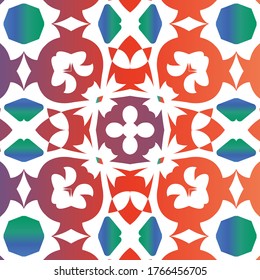 Traditional ornate mexican talavera. Vector seamless pattern collage. Original design. Red abstract background for web backdrop, print, pillows, surface texture, wallpaper, towels.