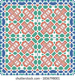La talavera mexicaine traditionnelle ornée. Image vectorielle éléments de motif harmonieux. Design moderne. Arrière-plan rouge abstrait pour fond web, impression, oreillers, texture de surface, fond d'écran, serviettes.