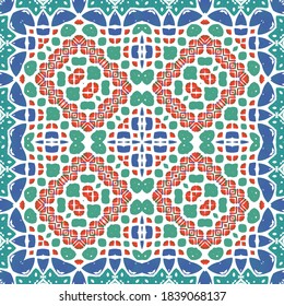 Traditional ornate mexican talavera. Vector seamless pattern elements. Modern design. Red abstract background for web backdrop, print, pillows, surface texture, wallpaper, towels.