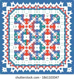 Traditional ornate mexican talavera. Vector seamless pattern elements. Modern design. Red abstract background for web backdrop, print, pillows, surface texture, wallpaper, towels.
