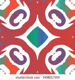 Talavera mexicana ornamental tradicional. El enrejado de patrones sin fisuras del vector. Diseño gráfico. Fondo abstracto rojo para telón de fondo web, impresión, almohadas, textura superficial, papel tapiz, toallas.