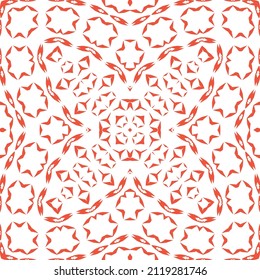 Traditional ornate mexican talavera. Vector seamless pattern elements. Stylish design. Red abstract background for web backdrop, print, pillows, surface texture, wallpaper, towels.