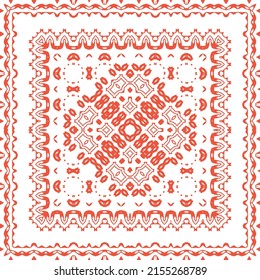 Traditional ornate mexican talavera. Vector seamless pattern elements. Stylish design. Red abstract background for web backdrop, print, pillows, surface texture, wallpaper, towels.