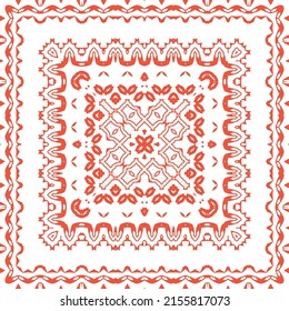 Traditional ornate mexican talavera. Vector seamless pattern elements. Stylish design. Red abstract background for web backdrop, print, pillows, surface texture, wallpaper, towels.