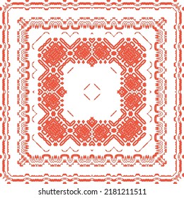 Traditional ornate mexican talavera. Vector seamless pattern elements. Stylish design. Red abstract background for web backdrop, print, pillows, surface texture, wallpaper, towels.