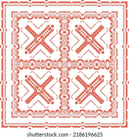 Traditional ornate mexican talavera. Vector seamless pattern elements. Stylish design. Red abstract background for web backdrop, print, pillows, surface texture, wallpaper, towels.