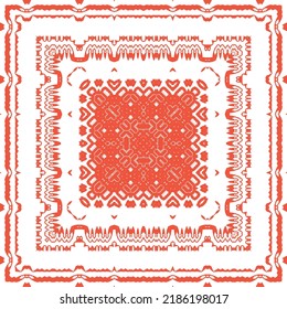 Traditional ornate mexican talavera. Vector seamless pattern elements. Stylish design. Red abstract background for web backdrop, print, pillows, surface texture, wallpaper, towels.