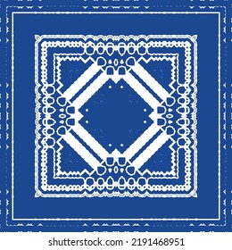 Traditional ornate portuguese azulejo. Bathroom design. Vector seamless pattern illustration. Blue abstract background for web backdrop, print, pillows, surface texture, wallpaper, towels.