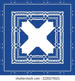 Traditional ornate portuguese azulejo. Bathroom design. Vector seamless pattern illustration. Blue abstract background for web backdrop, print, pillows, surface texture, wallpaper, towels.