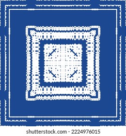 Traditional ornate portuguese azulejo. Bathroom design. Vector seamless pattern illustration. Blue abstract background for web backdrop, print, pillows, surface texture, wallpaper, towels.