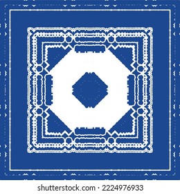 Traditional ornate portuguese azulejo. Bathroom design. Vector seamless pattern illustration. Blue abstract background for web backdrop, print, pillows, surface texture, wallpaper, towels.