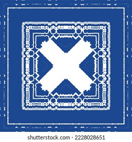 Traditional ornate portuguese azulejo. Bathroom design. Vector seamless pattern illustration. Blue abstract background for web backdrop, print, pillows, surface texture, wallpaper, towels.