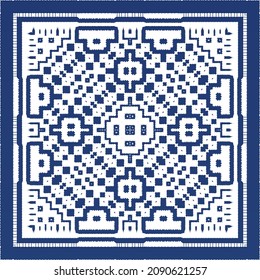 Traditional ornate portuguese azulejo. Modern design. Vector seamless pattern flyer. Blue abstract background for web backdrop, print, pillows, surface texture, wallpaper, towels.