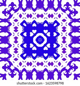 Traditional ornate portuguese azulejo. Original design. Vector seamless pattern illustration. Blue abstract background for web backdrop, print, pillows, surface texture, wallpaper, towels.