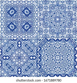 Traditional ornate portuguese azulejo. Stylish design. Vector seamless pattern poster. abstract background for web backdrop, print, pillows, surface texture, wallpaper, towels.