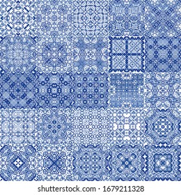 Traditional ornate portuguese azulejo. Stylish design. Vector seamless pattern illustration. abstract background for web backdrop, print, pillows, surface texture, wallpaper, towels.