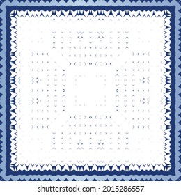 Traditional ornate portuguese azulejo. Vector seamless pattern collage. Bathroom design. Blue abstract background for web backdrop, print, pillows, surface texture, wallpaper, towels.