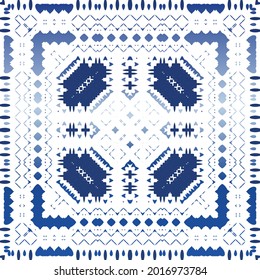 Traditional ornate portuguese azulejo. Vector seamless pattern illustration. Stylish design. Blue abstract background for web backdrop, print, pillows, surface texture, wallpaper, towels.