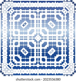 Traditional ornate portuguese azulejo. Vector seamless pattern illustration. Stylish design. Blue abstract background for web backdrop, print, pillows, surface texture, wallpaper, towels.