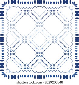 Traditional ornate portuguese azulejo. Vector seamless pattern illustration. Stylish design. Blue abstract background for web backdrop, print, pillows, surface texture, wallpaper, towels.