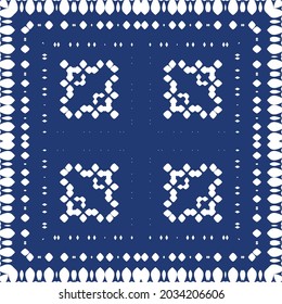 Traditional ornate portuguese azulejo. Vector seamless pattern watercolor. Original design. Blue abstract background for web backdrop, print, pillows, surface texture, wallpaper, towels.