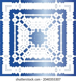 Traditional ornate portuguese azulejo. Vector seamless pattern illustration. Stylish design. Blue abstract background for web backdrop, print, pillows, surface texture, wallpaper, towels.