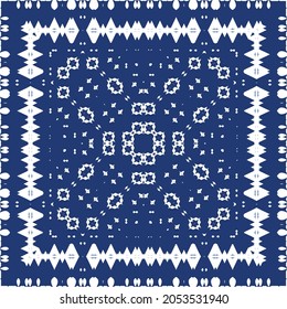 Traditional ornate portuguese azulejo. Vector seamless pattern watercolor. Original design. Blue abstract background for web backdrop, print, pillows, surface texture, wallpaper, towels.