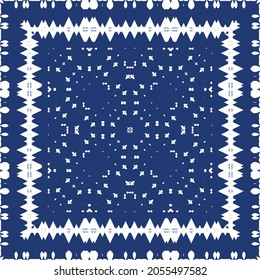 Traditional ornate portuguese azulejo. Vector seamless pattern watercolor. Original design. Blue abstract background for web backdrop, print, pillows, surface texture, wallpaper, towels.