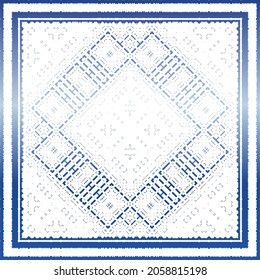 Traditional ornate portuguese azulejo. Vector seamless pattern illustration. Stylish design. Blue abstract background for web backdrop, print, pillows, surface texture, wallpaper, towels.
