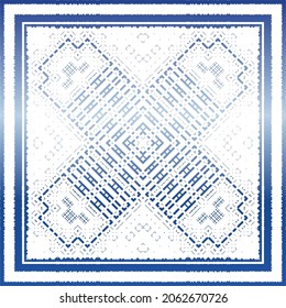 Traditional ornate portuguese azulejo. Vector seamless pattern illustration. Stylish design. Blue abstract background for web backdrop, print, pillows, surface texture, wallpaper, towels.