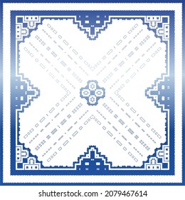 Traditional ornate portuguese azulejo. Vector seamless pattern illustration. Stylish design. Blue abstract background for web backdrop, print, pillows, surface texture, wallpaper, towels.