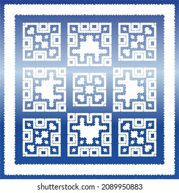 Traditional ornate portuguese azulejo. Vector seamless pattern illustration. Stylish design. Blue abstract background for web backdrop, print, pillows, surface texture, wallpaper, towels.