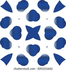 Traditional ornate portuguese azulejo. Vector seamless pattern frame. Hand drawn design. Blue abstract background for web backdrop, print, pillows, surface texture, wallpaper, towels.