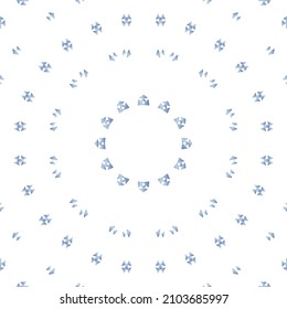 Traditional ornate portuguese azulejo. Vector seamless pattern flyer. Bathroom design. Blue abstract background for web backdrop, print, pillows, surface texture, wallpaper, towels.