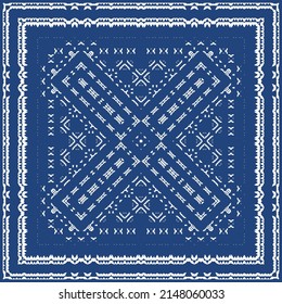 Traditional ornate portuguese azulejo. Vector seamless pattern poster. Creative design. Blue abstract background for web backdrop, print, pillows, surface texture, wallpaper, towels.
