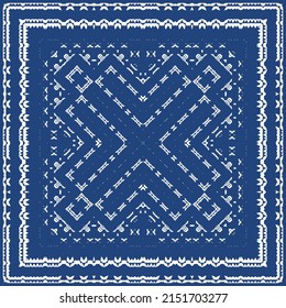 Traditional ornate portuguese azulejo. Vector seamless pattern poster. Creative design. Blue abstract background for web backdrop, print, pillows, surface texture, wallpaper, towels.