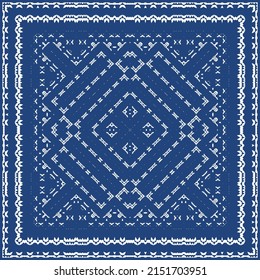 Traditional ornate portuguese azulejo. Vector seamless pattern poster. Creative design. Blue abstract background for web backdrop, print, pillows, surface texture, wallpaper, towels.