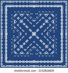 Traditional ornate portuguese azulejo. Vector seamless pattern poster. Creative design. Blue abstract background for web backdrop, print, pillows, surface texture, wallpaper, towels.