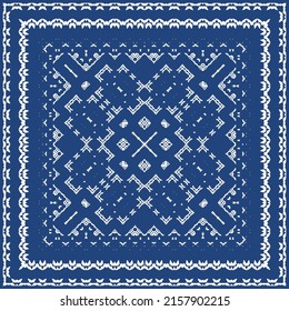 Traditional ornate portuguese azulejo. Vector seamless pattern poster. Creative design. Blue abstract background for web backdrop, print, pillows, surface texture, wallpaper, towels.