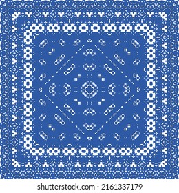 Traditional ornate portuguese azulejo. Vector seamless pattern elements. Hand drawn design. Blue abstract background for web backdrop, print, pillows, surface texture, wallpaper, towels.