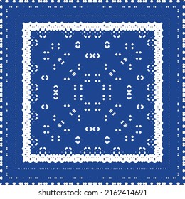 Traditional ornate portuguese azulejo. Vector seamless pattern frame. Colored design. Blue abstract background for web backdrop, print, pillows, surface texture, wallpaper, towels.