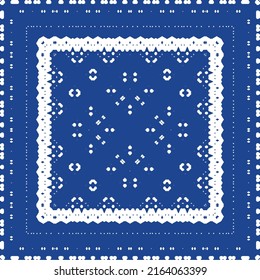 Traditional ornate portuguese azulejo. Vector seamless pattern frame. Colored design. Blue abstract background for web backdrop, print, pillows, surface texture, wallpaper, towels.