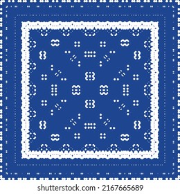 Traditional ornate portuguese azulejo. Vector seamless pattern frame. Colored design. Blue abstract background for web backdrop, print, pillows, surface texture, wallpaper, towels.