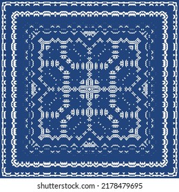 Traditional ornate portuguese azulejo. Vector seamless pattern poster. Creative design. Blue abstract background for web backdrop, print, pillows, surface texture, wallpaper, towels.