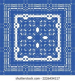 Traditional ornate portuguese azulejo. Vector seamless pattern elements. Hand drawn design. Blue abstract background for web backdrop, print, pillows, surface texture, wallpaper, towels.