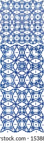 Traditional ornate portuguese azulejos. Fashionable design. Set of vector seamless patterns. Blue abstract backgrounds for web backdrop, print, pillows, surface texture, wallpaper, towels.