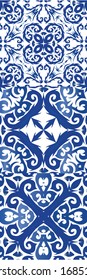 Traditional ornate portuguese azulejos. Kit of vector seamless patterns. Creative design. Blue abstract backgrounds for web backdrop, print, pillows, surface texture, wallpaper, towels.