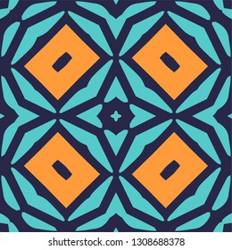 Traditional ornate portuguese decorative color tiles azulejos. Abstract background. Vector hand drawn illustration, typical portuguese tiles, Ceramic tiles. Seamless pattern.