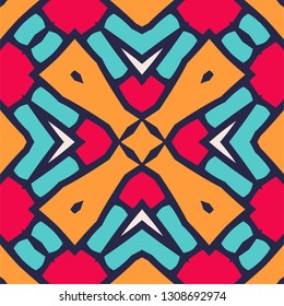 Traditional ornate portuguese decorative color tiles azulejos. Abstract background. Vector hand drawn illustration, typical portuguese tiles, Ceramic tiles. Seamless pattern.