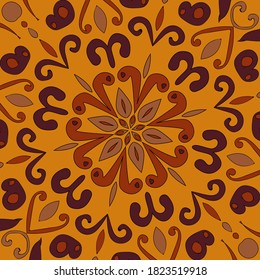 Traditional ornate portuguese decorative color tiles azulejos. Vector seamless pattern template.  Geometric design.